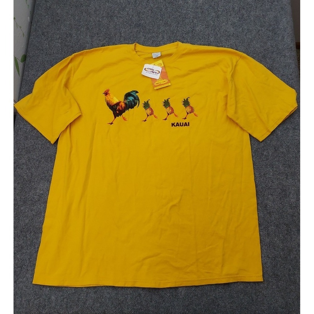 Crazy Shirts Hawaii Tee Shirt Chicken 3XL Yellow‎ Graphic Pineapple Dyed NWT